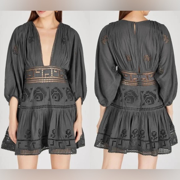 Free People Dresses & Skirts - NWT Free People Tea Time Embroidered Dress in Charcoal size 4